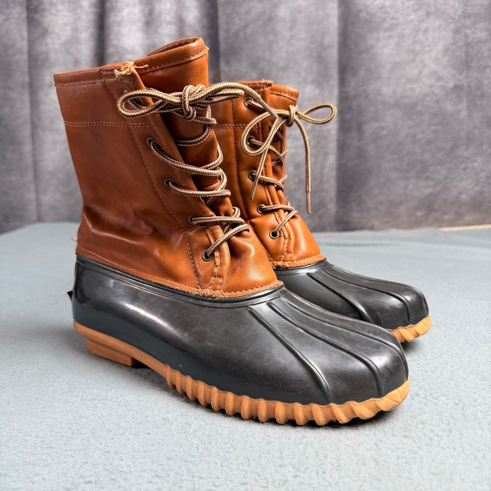 Sporto The Original Duck Boots Mens Size 9M Tan Black Rubber Lace Up Rain Snow